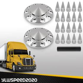 Yl20241204-18 Ylwspeed20 Fit For Chrome Semi Truck Front Hub Wheel Cover Nut Covers Spiked 33mm 2pcs