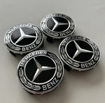 Mercedes Black Chrome Star Hub Cover Rim Set Kit 4 Wheel Center Caps Replacement. Fixed Price $23.94.