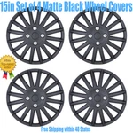 15IN Set Of 4 Matte Black Wheel Covers Snap On Full Hub Caps R15 Tire&steel Rim. Fixed Price $39.99.