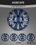 16" Set Of 4 Wheel Rim Covers Snap On Hubcaps Replacement Black & Blue Lacquer. Fixed Price $47.99.