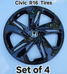 Honda Civic 16" Gloss Black Replacement Hubcaps Wheelcovers Fits 2015-2023 (4). Fixed Price $139.99.