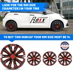 14" 4PCS Black Red Wheel Covers Snap On Fit R14 Tire&steel Rims. Fixed Price $42.99.