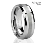 Mens Rings Brushed Two-tone Silver Tungsten For Wedding Bands. Fixed Price $16.95.