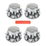 4 Set With Hub Caps Lug Nuts 33MM Chrome Rear Wheel Axle Covers For Semi Truck. Fixed Price $90.39.