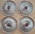 1962 Ford Galaxie Hubcaps, Set Of 14" Red/white/blue Center Emblem Wheel Covers. Fixed Price $70.00.