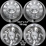 19.5 X 7.5 10 Lug Bolt On Stainless Steel Dual Wheel Simulators Rim Cover Liners. Fixed Price $399.99.