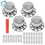 Semi Truck Rear 33MM Chrome Wheel Axle Covers With Hub Caps Lug Nuts Set Of 4. Fixed Price $90.03.