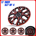 Red & Black 17" Universal Wheel Covers Hubcaps Snap On With Rings Set Of 4. Fixed Price $58.99.
