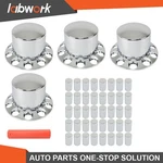 Labwork 33MM Chrome Rear Axle Covers With Hub Caps Lug Nuts Semi Truck 4 Set. Fixed Price $84.36.