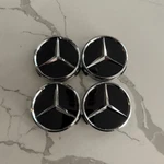 Set Of 4 Mercedes Benz Black & Chrome 75MM Wheel Rim Center Hub Caps Logo Glossy. Fixed Price $24.98.