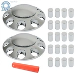 Chrome Front Axle Cover Hub Cap Thread-on 33MM Lug Nuts For Semi Truck 2 Set. Fixed Price $46.11.