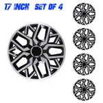 17" Silver Black Universal Wheel Covers Hubcaps Snap On With Rings Set Of 4. Fixed Price $83.83.