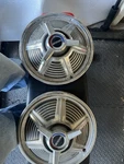 Set (4) 1965 Mustang Fastback Coupe Convertible 13" Spinner Hubcaps Wheel Covers. Fixed Price $325.00.