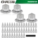 Rear Hub Fit For Semi Truck Wheel 33MM Nut Covers Spiked Silver 4PCS. Fixed Price $128.08.