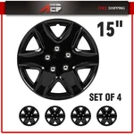 Inch Set Of 4 Black Wheel Covers Full Rim Snap On Hub Caps Fit R15 Tire &. Fixed Price $39.39.