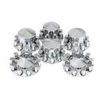 United Pacific 10318 Axle Hub Cover Kit, Chrome, Pointed, With 33MM Thread-on Cy. Fixed Price $205.07.