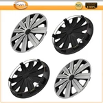 4 For 13" Wheel Hub Caps Black Silver Universal Cover Trim Kit Snap-on. Fixed Price $31.16.