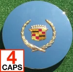 New Oem Factory Cadillac Logo Center Caps Set 4 Gold Dts Deville Eldorado Wheel. Fixed Price $259.00.