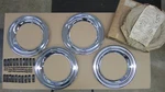 Nos 1955 Chevy Bel Air 150 210 & Pickup Wheel Trim Rings 15" Set Of 4 Gm 987268. Fixed Price $249.00.
