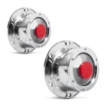 (pair) Chromed Six Hole Hub Caps With Gasket Replaces Stemco 300-4009 & 340-4009. Fixed Price $51.90.