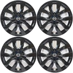 Fits 2014-2020 Nissan Rogue # 519-17BLK + Logo 17" Gloss Black Hubcaps SET/4. Fixed Price $130.00.