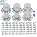 33MM Hub Kit Chrome Flat Top Semi Truck Lug Nut Wheel Axle Covers Complete. Fixed Price $119.14.