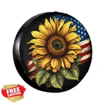 Aumldoys Usa Flag Sunflower Spare Tire Cover 17". Fixed Price $59.99.