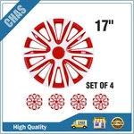 17" Set Of 4 Red & White Wheel Skins Rim Covers Hub Caps Snap On For R17 Tires. Fixed Price $53.46.