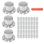 Rear 33MM Chrome Semi Truck Wheel Axle Covers W/ Hub Caps Lug Nuts Set Of 4. Fixed Price $91.88.