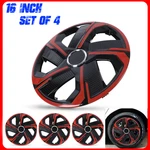 16" Universal Wheel Covers Hubcaps - Red Black Snap With Retention Rings. Fixed Price $51.99.
