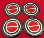 4PCS.1980-1996 Ford F150 Bronco Van Center Caps Red Emblem Stickers Badges Logos. Fixed Price $16.99.
