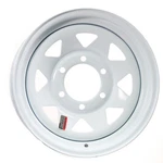 Ecustomrim Trailer Wheel 15X6 Inch Lug On 5.5 Center White Spoke. Fixed Price $65.35.