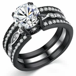 2.74 Ct Round Cut Cz Black Stainless Steel Engagement Wedding Rings Set For Her. Fixed Price $22.49.