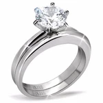 Stainless Steel Round Cut Aaa Cz Women's Wedding Engagement Ring Set Size 5-10. Fixed Price $17.49.
