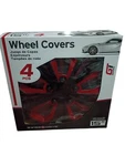 Set Of 4 Swiss Drive Car Wheel Covers 15" Hubcaps Red & Black Matte Finish. Fixed Price $54.75.