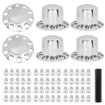 Silver Hub Cover Semi Truck Wheel Axle Kit 33MM Lug Front & Rear Complete. Fixed Price $206.85.