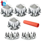 Chrome Hub Kit Semi Truck 33MM Lug Wheel Axle Covers Front & Rear Spiked. Fixed Price $94.58.