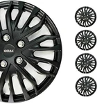 15" Wheel Covers Guard Hub Caps Durable Snap On Abs Matt Black+silver 4X. Fixed Price $54.99.