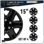4X Inch Wheel Cover Hub Caps Universal Black Fits R15 Tire & Steel Rim. Fixed Price $40.59.