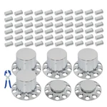 33MM Chrome Flat Top Complete Hub Kit Lug Nut Wheel Axle Covers Semi Truck. Fixed Price $119.44.