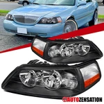 Fit 2005-2011 Lincoln Town Car Black Headlights Lamps Left+right 06 07 08. Fixed Price $207.99.
