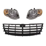 Grille Assembly + Headlight Set Halogen For 2005-2007 Chrysler Town & Country. Fixed Price $306.23.