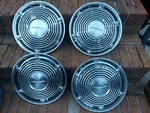 Four Vintage 1964 Oldsmobile 88 98 Jetstar Regency 14" Hubcaps Wheel Covers. Fixed Price $63.00.