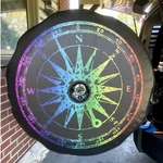 Jeep Wheel Cover Compass Design Fits Up To 35" With Camera Hole. Fixed Price $75.00.