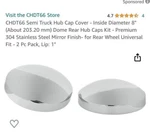 2 Pack Semi Truck Rear Hub Cap COVERS-CHDT66 Stainless Steel 5 Notch. 8" Diam.. Fixed Price $25.00.