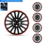 14IN Hubcaps 4*WHEEL Covers Black & Red Universal 14'' Rim Snap On. Fixed Price $42.99.