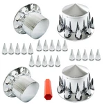 Rear Axle Wheel Cover 33MM Spike Screw-on Lug Nut Semi Truck Chrome Abs. Fixed Price $82.38.