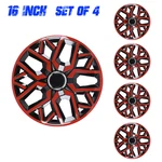 16" Red & Black Universal Wheel Covers Hubcaps Snap On With Rings Set Of 4. Fixed Price $51.99.