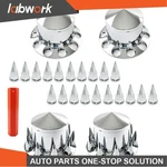 Labwork Chrome Semi Truck Hub Wheel Set Rear 33MM Nut Covers Spiked Caps. Fixed Price $79.89.