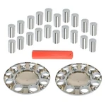 Set Of 2 For Semi Truck Chrome Front Axle Cover Hub Cap Thread-on 33MM Lug Nuts. Fixed Price $47.69.